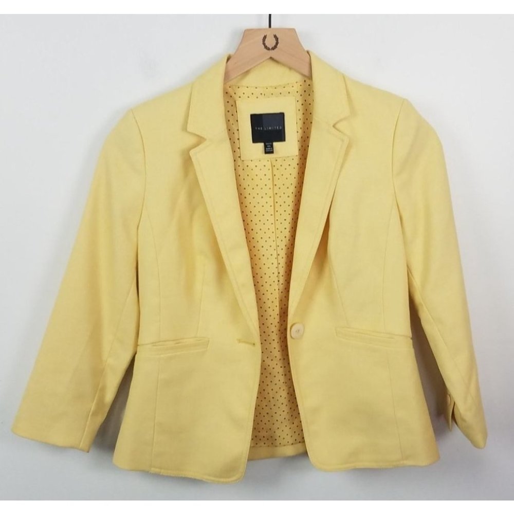 The Limited Women's Sz. Petite XS Light Yellow Single Button Notched Blazer